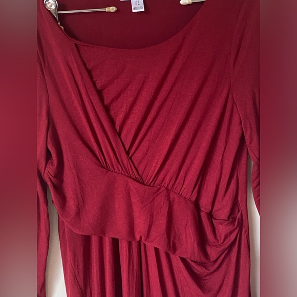 Motherhood Maternity Women Empire Waist Long Sleeve Dress - Burgundy - Size M - Picture 5 of 13